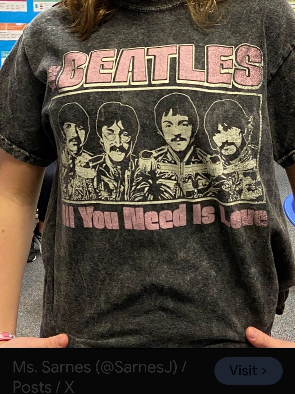 The Beatles Black Vintage-Style 'All You Need Is Love' Short Sleeve Tee